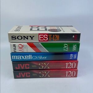 Sealed Blank VHS Tape T-120 High Quality Lot of 4 JVC, Maxell, Fuji and Sony